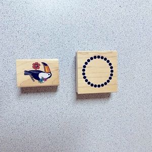 Toucan and dotted circle stamps